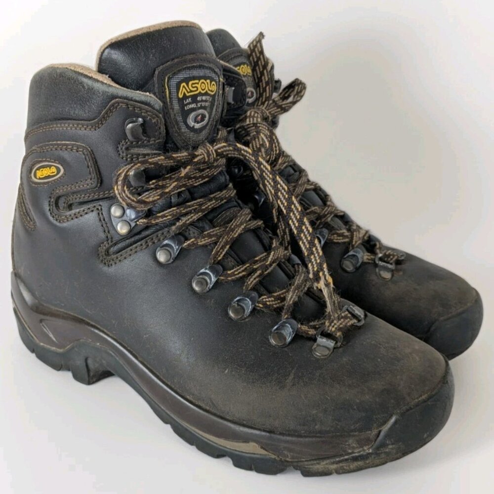 Asolo TPS 520 Brown Leather Hiking Backpacking Boots Mens Size 8 Vibram Sole